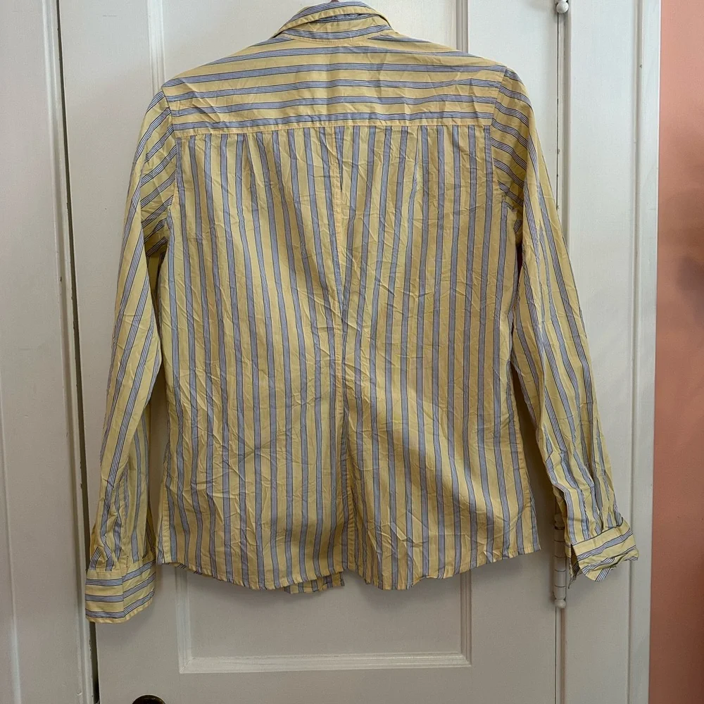 Frank & Eileen Barry Yellow and Blue Striped Shirt sz M (reco sz 4) - Picture 3 of 5